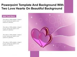 Powerpoint template and background with two love hearts on beautiful background