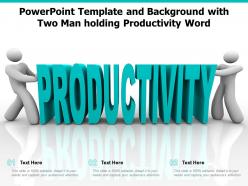 Powerpoint template and background with two man holding productivity word