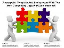 Powerpoint template and background with two men completing jigsaw puzzle business