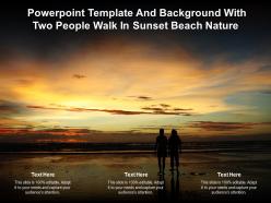 Powerpoint template and background with two people walk in sunset beach nature