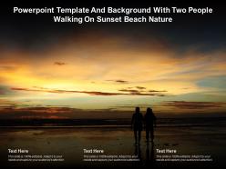 Powerpoint template and background with two people walking on sunset beach nature