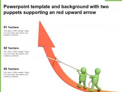 Powerpoint template and background with two puppets supporting an red upward arrow