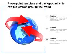 Powerpoint template and background with two red arrows around the world