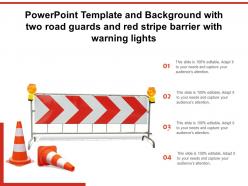 Powerpoint template and background with two road guards and red stripe barrier with warning lights
