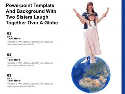 Powerpoint template and background with two sisters laugh together over a globe