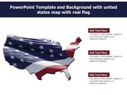 Powerpoint template and background with united states map with real flag