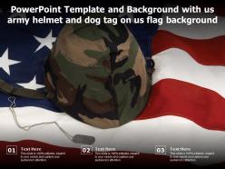 Powerpoint template and background with us army helmet and dog tag on us flag background