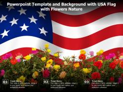 Powerpoint template and background with usa flag with flowers nature