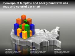 Powerpoint template and background with usa map and colorful bar chart