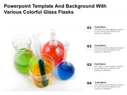 Powerpoint template and background with various colorful glass flasks