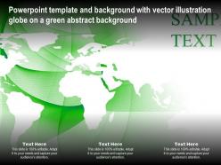 Powerpoint template and background with vector illustration globe on a green abstract background