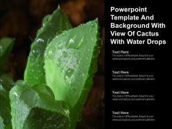 Powerpoint template and background with view of cactus with water drops