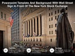 Powerpoint template and background with wall street sign in front of the new york stock exchange