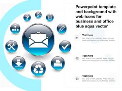 Powerpoint template and background with web icons for business and office blue aqua vector