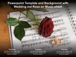 Powerpoint template and background with wedding red rose on music sheet