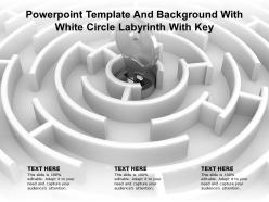 Powerpoint template and background with white circle labyrinth with key