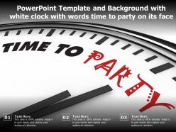 Powerpoint Template And Background With White Clock With Words Time To Party On Its Face