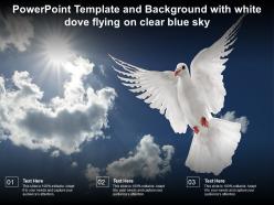 Powerpoint template and background with white dove flying on clear blue sky
