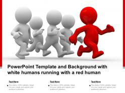 Powerpoint template and background with white humans running with a red human