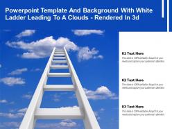 Powerpoint template and background with white ladder leading to a clouds rendered in 3d