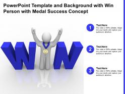 Powerpoint template and background with win person with medal success concept