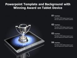 Powerpoint template and background with winning award on tablet device