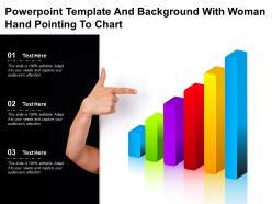 Powerpoint template and background with woman hand pointing to chart