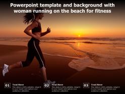 Powerpoint template and background with woman running on the beach for fitness