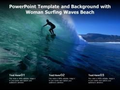 Powerpoint template and background with woman surfing waves beach