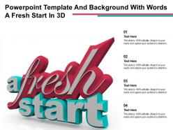 Powerpoint template and background with words a fresh start in 3d