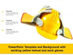 Powerpoint template and background with working yellow helmet and work gloves