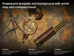 Powerpoint template and background with world map and compass travel