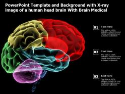 Powerpoint template and background with x ray image of a human head brain with brain medical