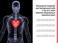 Powerpoint template and background with x ray of a male skeleton displaying a valentine heart