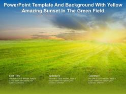 Powerpoint template and background with yellow amazing sunset in the green field