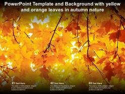 Powerpoint template and background with yellow and orange leaves in autumn nature