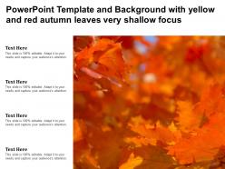 Powerpoint template and background with yellow and red autumn leaves very shallow focus