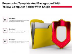 Powerpoint template and background with yellow computer folder with shield