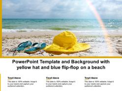 Powerpoint template and background with yellow hat and blue flip flop on a beach