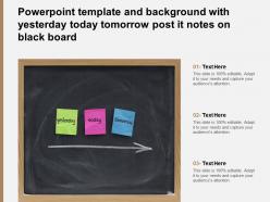 Powerpoint template and background with yesterday today tomorrow post it notes on black board