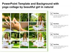 Powerpoint template and background with yoga collage by beautiful girl in natural