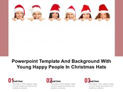 Powerpoint template and background with young happy people in christmas hats