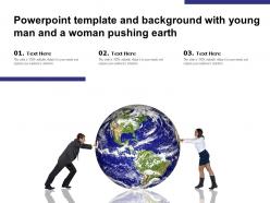 Powerpoint template and background with young man and a woman pushing earth