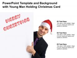Powerpoint template and background with young man holding christmas card