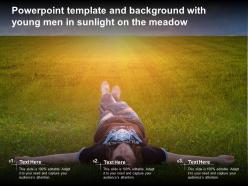 Powerpoint template and background with young men in sunlight on the meadow