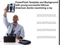 Powerpoint template and background with young successful african american doctor examining x ray