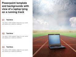 Powerpoint template and backgrounds with view of a laptop lying on a running track
