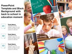 Powerpoint template and black background with back to school in education moment