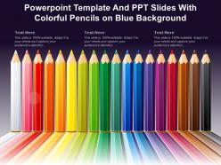 Powerpoint template and ppt slides with colorful pencils on blue background