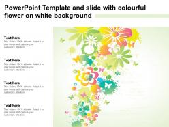 Powerpoint template and slide with colourful flower on white background